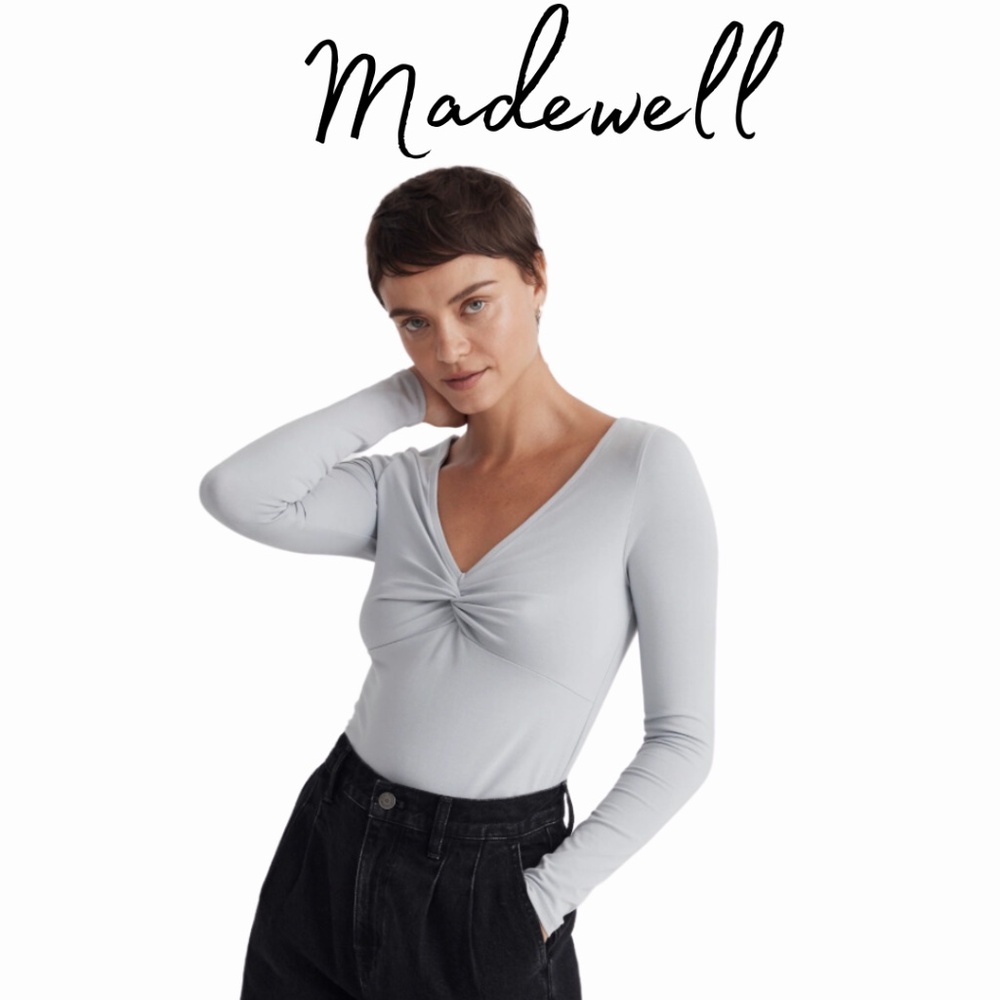 Madewell Twist-Front Long-Sleeve Tee Powder Blue X Large